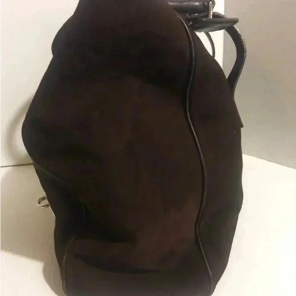 Jane August Unsex chocolate suede hobo shoulder handbag - Picture 4 of 10